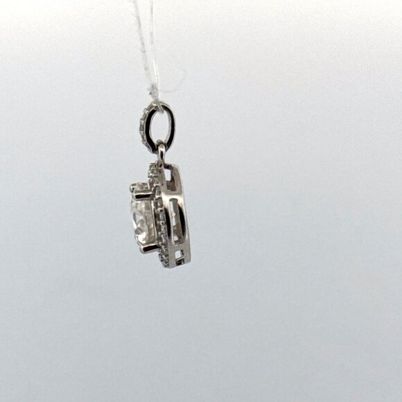 Estate Sterling Silver 925 Halo CZ Round Pendant Charm, No Chain, 1.7g, Stamped - Picture 4 of 8